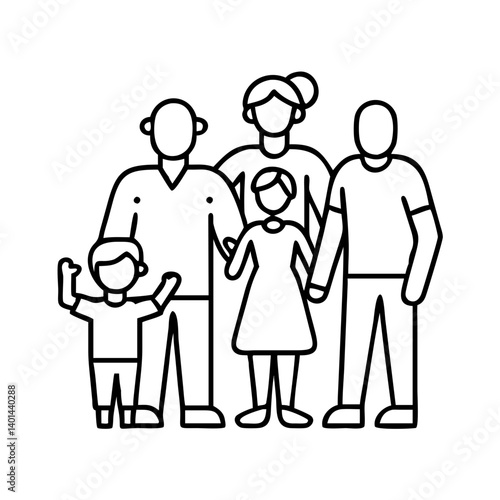 family outing icon, family outing line art - simple line art of family outing, perfect for family outing logos and icons