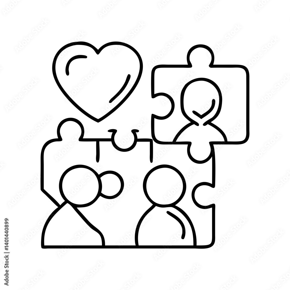 family puzzle heart icon, family puzzle heart line art - simple line art of family puzzle heart, perfect for family puzzle heart logos and icons family puzzle heart icon, family puzzle heart line art - simple line art of family puzzle heart, perfect for family puzzle heart logos and icons