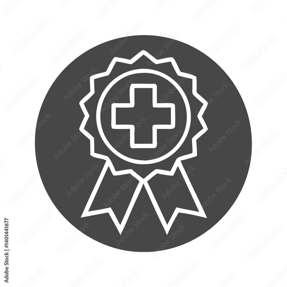 Medical Badge Icon Representing Health and Treatment  