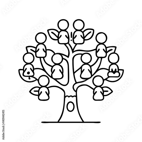 family tree icon, family tree line art - simple line art of family tree, perfect for family tree logos and icons