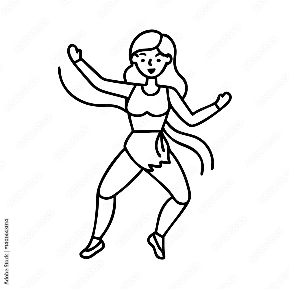Fototapeta premium female dancer icon, female dancer line art - simple line art of female dancer, perfect for female dancer logos and icons