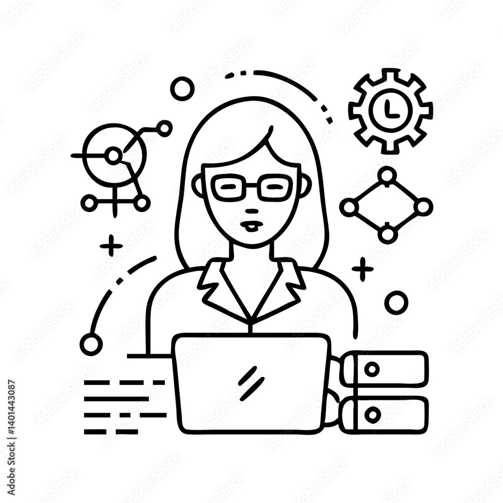 female in digital tech icon, female in digital tech line art - simple line art of female in digital tech, perfect for female in digital tech logos and icons female in digital tech icon, female in digital tech line art - simple line art of female in digital tech, perfect for female in digital tech logos and icons