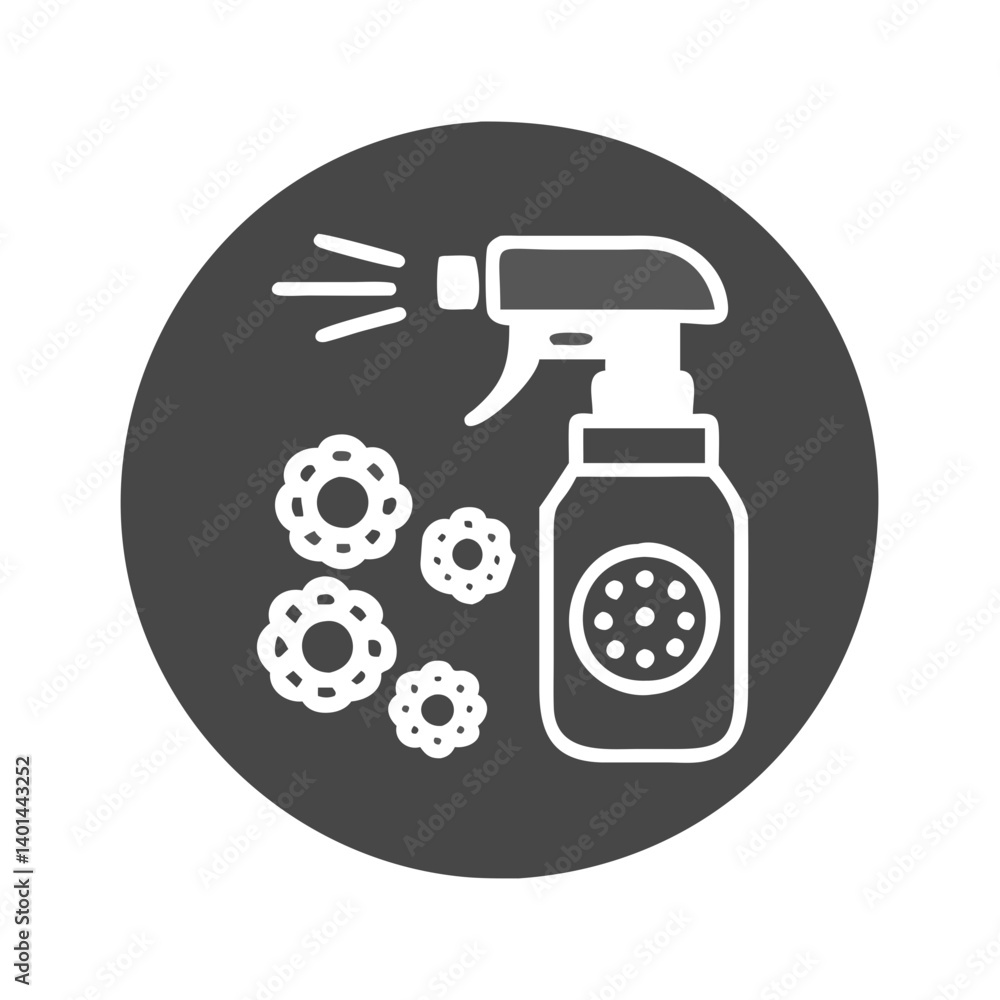 Disinfectant spray cleaning germs in a circular design Disinfectant spray cleaning germs in a circular design