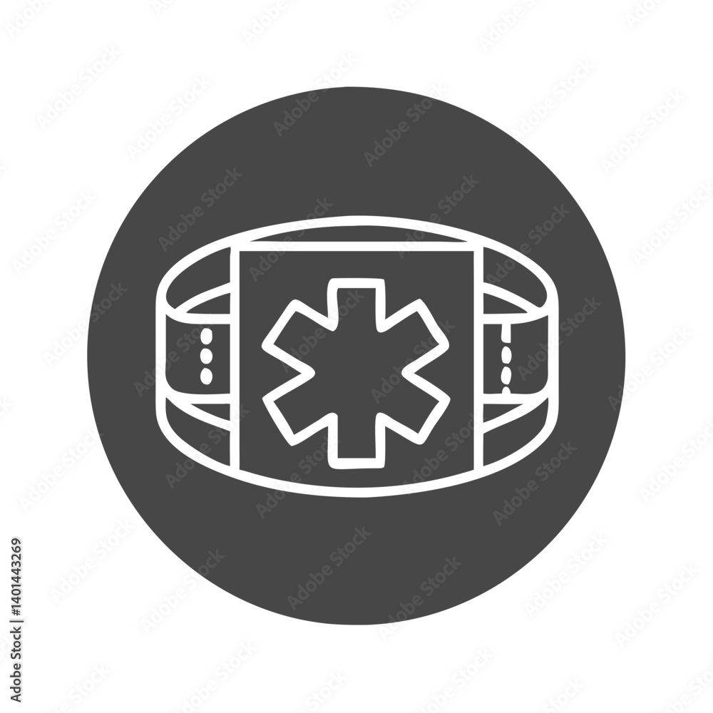 Medical bracelet icon representing health and safety in healthcare Medical bracelet icon representing health and safety in healthcare