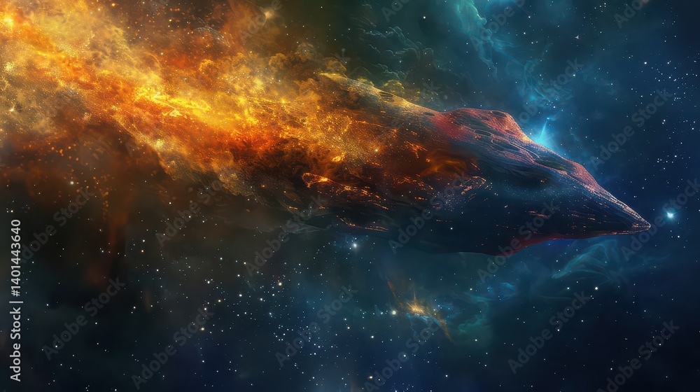 Fototapeta premium Comet flying through deep space