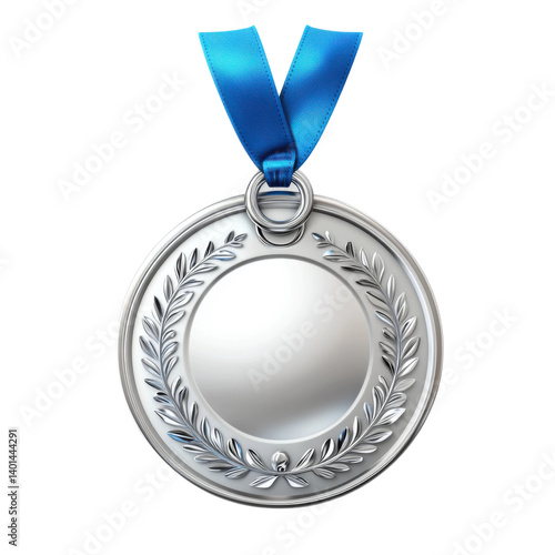 Athletic achievement medal sports event silver award indoor focused. Isolated on transparent background, png.
