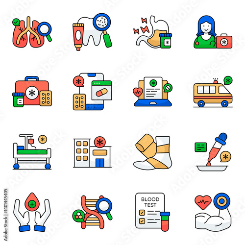 Set of Healthcare Flat Icons 

