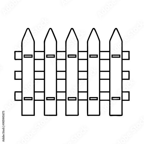 garden fence icon, garden fence line art - simple line art of garden fence, perfect for garden fence logos and icons