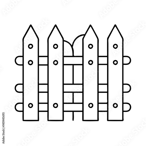 garden fence icon, garden fence line art - simple line art of garden fence, perfect for garden fence logos and icons