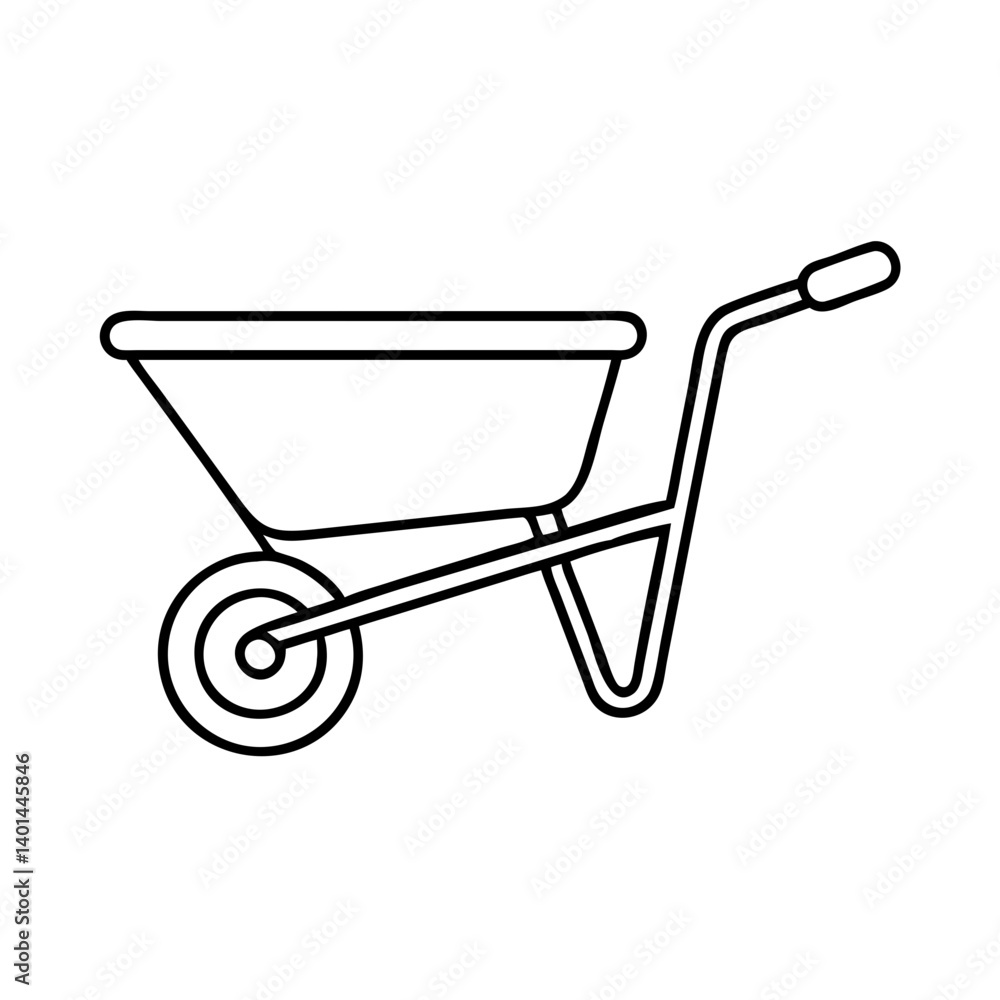 garden wheelbarrow icon, garden wheelbarrow line art - simple line art of garden wheelbarrow, perfect for garden wheelbarrow logos and icons garden wheelbarrow icon, garden wheelbarrow line art - simple line art of garden wheelbarrow, perfect for garden wheelbarrow logos and icons