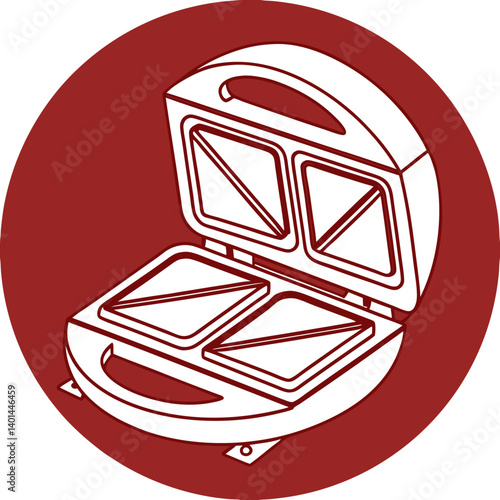 Sandwich Maker Vector Illustration with Toasted Sandwiches for Kitchen Use

