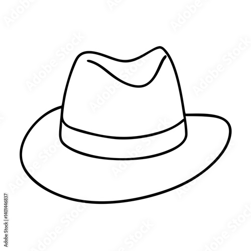 green fedora icon, green fedora line art - simple line art of green fedora, perfect for green fedora logos and icons