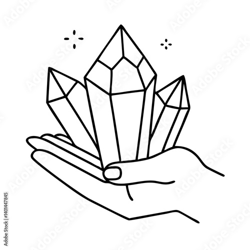 healing crystal icon, healing crystal line art - simple line art of healing crystal, perfect for healing crystal logos and icons