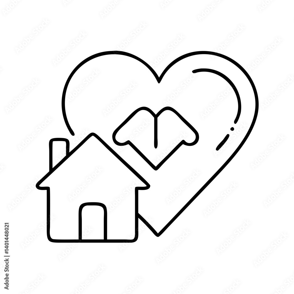 heart and house icon, heart and house line art - simple line art of heart and house, perfect for heart and house logos and icons heart and house icon, heart and house line art - simple line art of heart and house, perfect for heart and house logos and icons