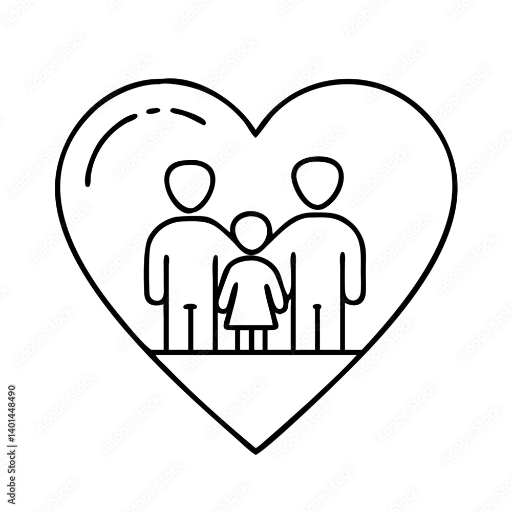 heart with family inside icon, heart with family inside line art - simple line art of heart with family inside, perfect for heart with family inside logos and icons heart with family inside icon, heart with family inside line art - simple line art of heart with family inside, perfect for heart with family inside logos and icons
