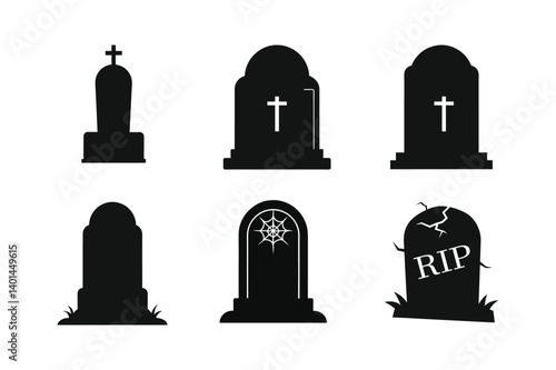 Tombstone  silhouette vector bundle  illustration