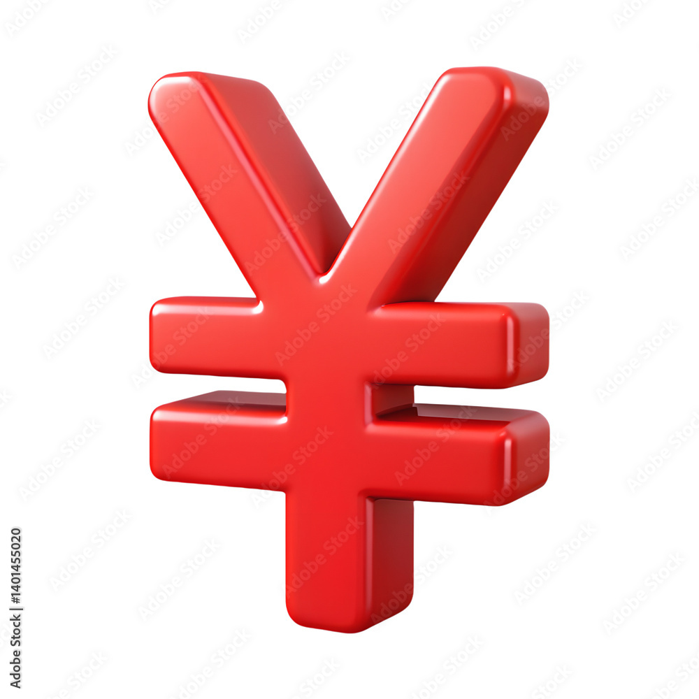 Obraz premium Isolated on white, the Japanese yen currency symbol is a financial icon representing Japan's money