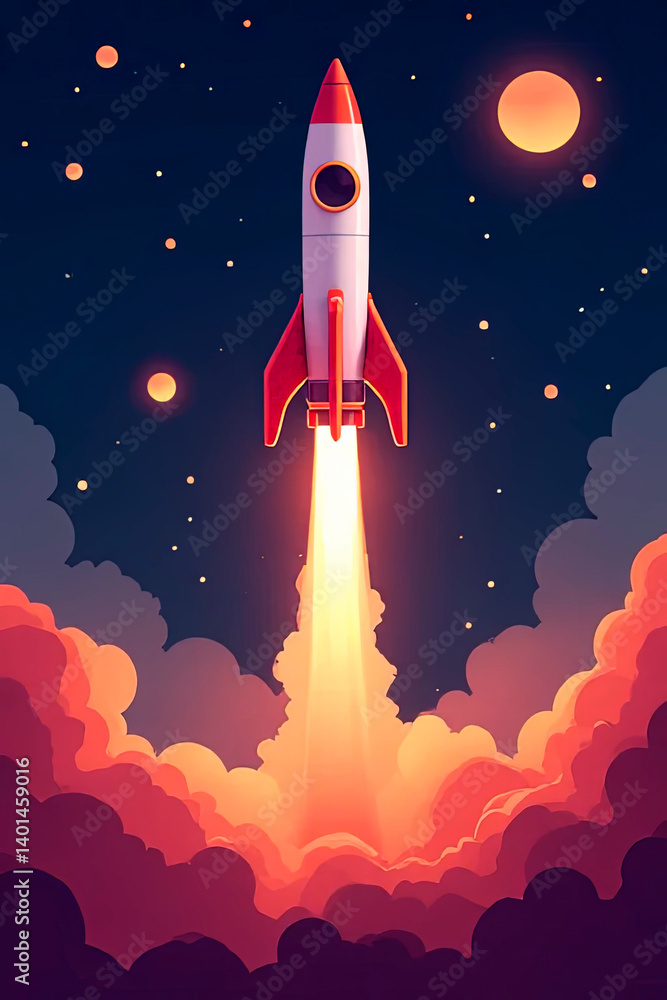 A start-up business and the concept of launching a rocket project to Mars.created with the help of artificial intelligence. A start-up business and the concept of launching a rocket project to Mars.created with the help of artificial intelligence.