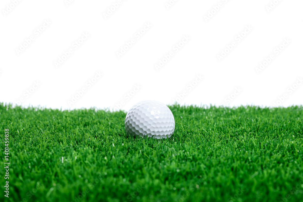 Golf ball on green grass against white background Golf ball on green grass against white background