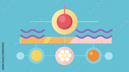 Collagen Boost A visual of nanoparticles working on collagen fibers in the dermis promoting skin elasticity and youthfulness through encapsulated ingredients.