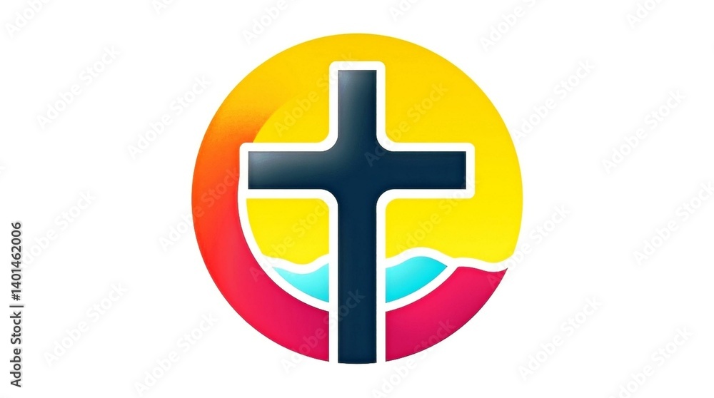 Fototapeta premium Colourful Christian Crucifix Cross Design