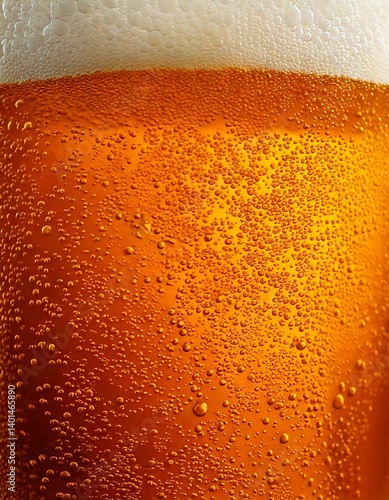 Obraz na płótnie Close-Up of Bubbly Beer With Foam Top in a Glass. AI Generative w salonie