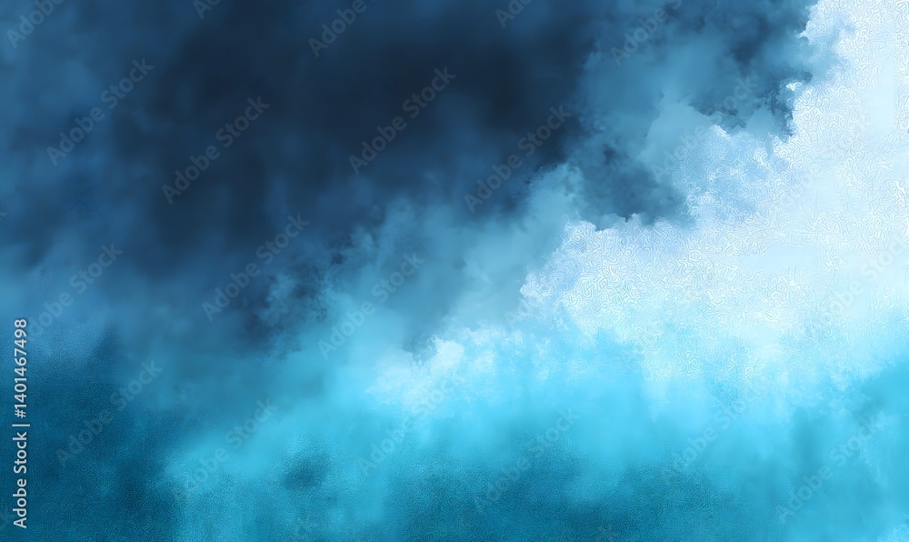 Abstract painting of a cloudy sky with dark and light blue hues blending together in the atmosphere Abstract painting of a cloudy sky with dark and light blue hues blending together in the atmosphere