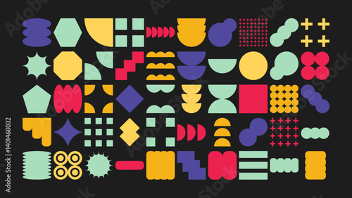 Retro sketch set of geometric patterns for social media creatives. Hand-drawn elements for content design, blogger templates, and digital scrapbooking