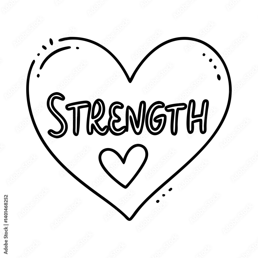 heart with strength text icon, heart with strength text line art - simple line art of heart with strength text, perfect for heart with strength text logos and icons heart with strength text icon, heart with strength text line art - simple line art of heart with strength text, perfect for heart with strength text logos and icons