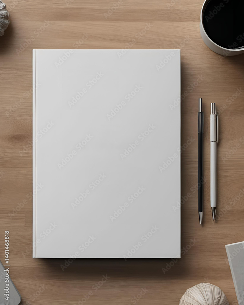 Blank agenda or notebook placed on wooden table top with pen on a side. Template for mock up to be branded. Blank agenda or notebook placed on wooden table top with pen on a side. Template for mock up to be branded.