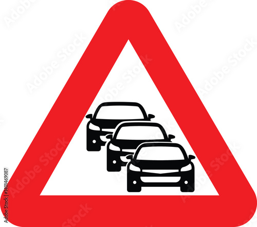 triangular sign for traffic jam. illustration of triangular isolated on white background sign. in modern style
