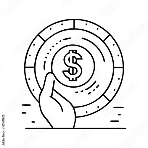 lucky penny icon, lucky penny line art - simple line art of lucky penny, perfect for lucky penny logos and icons