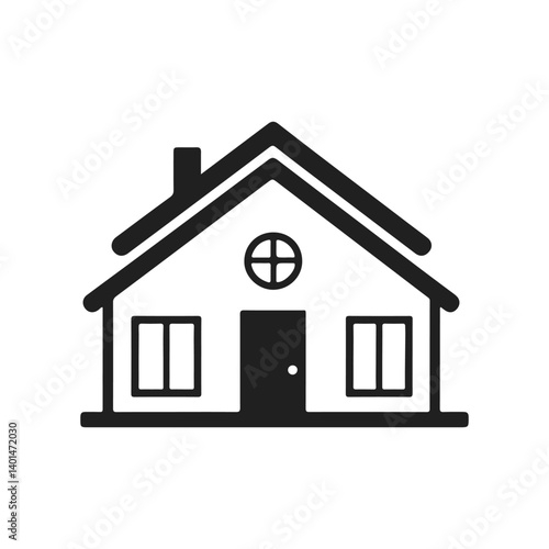 Simple house icon, black home silhouette, minimalist building vector, real estate symbol