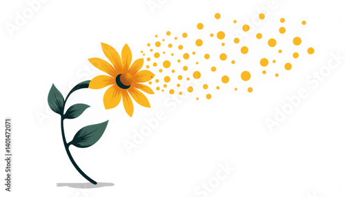 Vibrant flower emitting pollen with geometric patterns, natural beauty