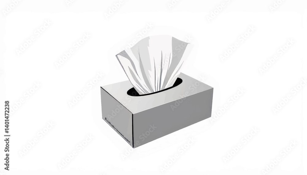 Minimalistic tissue box with popping tissues, clean design concept