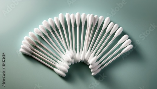 Wallpaper Mural Arrangement of cotton swabs on green surface Torontodigital.ca