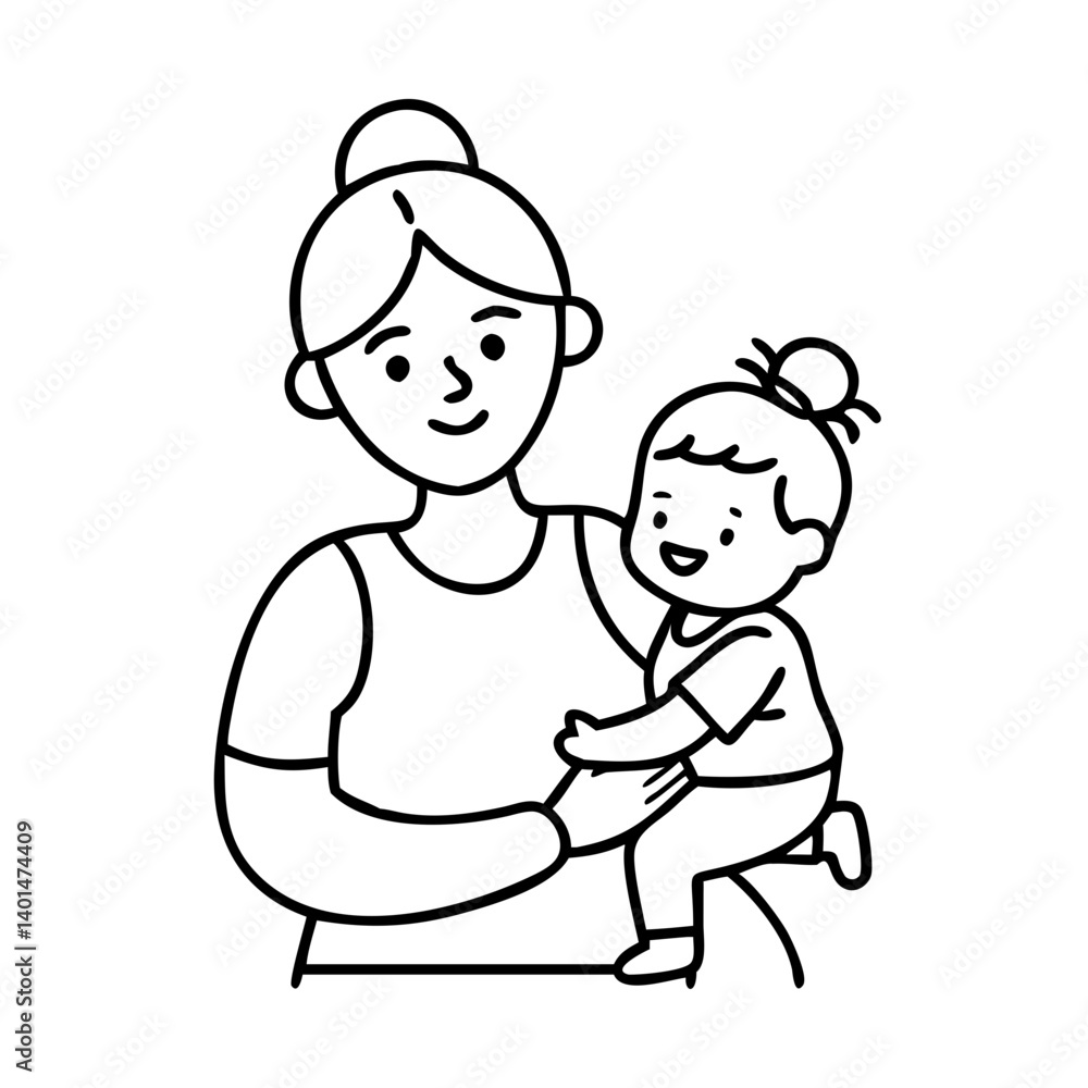 mother with toddler icon, mother with toddler line art - simple line art of mother with toddler, perfect for mother with toddler logos and icons mother with toddler icon, mother with toddler line art - simple line art of mother with toddler, perfect for mother with toddler logos and icons