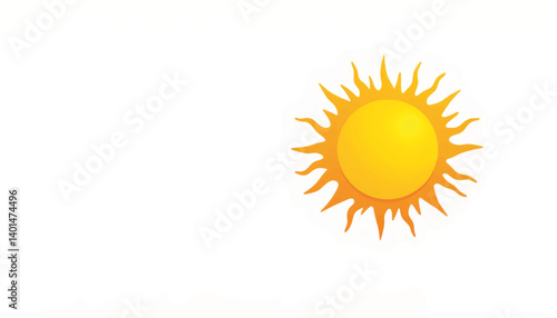 Bright yellow sun illustration with geometric rays on a white background, warmth and positivity