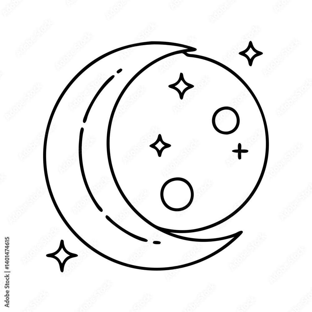 new moon sighting icon, new moon sighting line art - simple line art of new moon sighting, perfect for new moon sighting logos and icons new moon sighting icon, new moon sighting line art - simple line art of new moon sighting, perfect for new moon sighting logos and icons