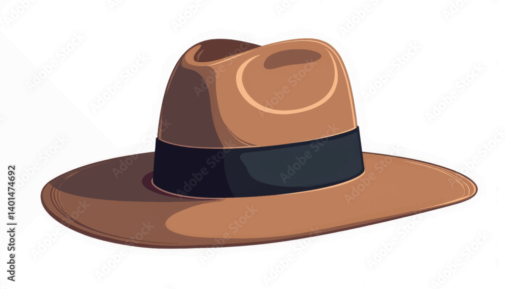 Fototapeta premium Classic wide-brimmed hat illustration with geometric patterns, elegance