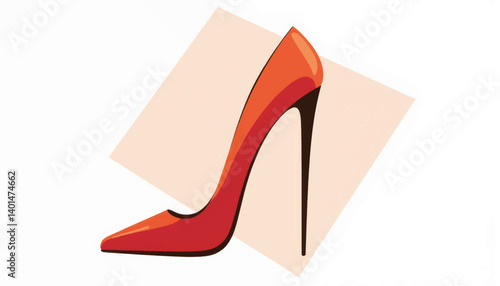 Elegant high-heeled shoe illustration on white background, fashion concept