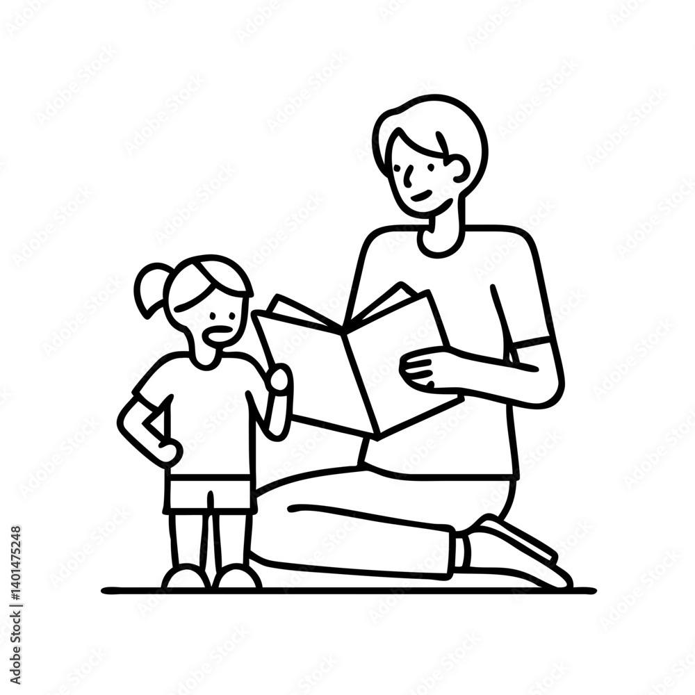 parent reading to child icon, parent reading to child line art - simple line art of parent reading to child, perfect for parent reading to child logos and icons parent reading to child icon, parent reading to child line art - simple line art of parent reading to child, perfect for parent reading to child logos and icons