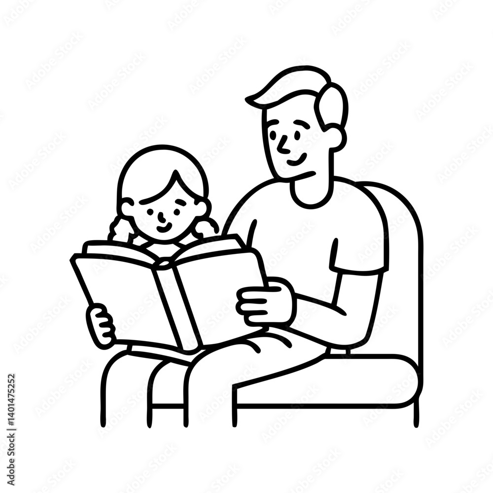 parent reading to child icon, parent reading to child line art - simple line art of parent reading to child, perfect for parent reading to child logos and icons parent reading to child icon, parent reading to child line art - simple line art of parent reading to child, perfect for parent reading to child logos and icons