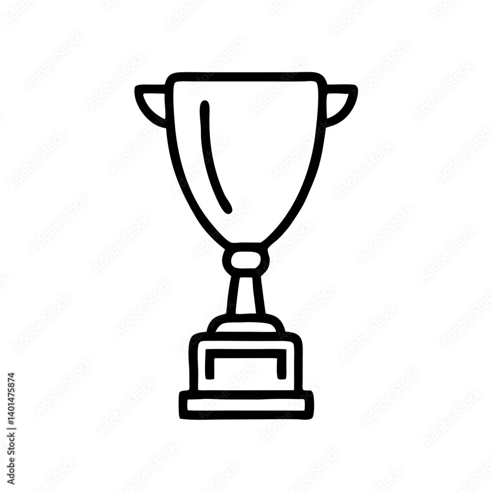 Champion trophy outlined in minimalist style, icon, vector Champion trophy outlined in minimalist style, icon, vector