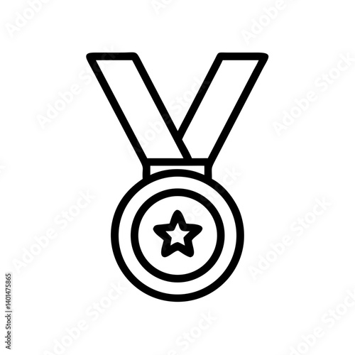 Gold Medal with Star Symbol - Symbol of Achievement and Recognition, icon, vector  