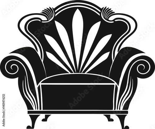 Art Deco Armchair silhouette vector illustration in modern home furnishing