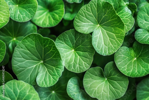 Close-up of fresh green Centella Asiatica (CICA) leaves, their intricate veins and tiny hairs catching the light, symbolizing health and vitality.