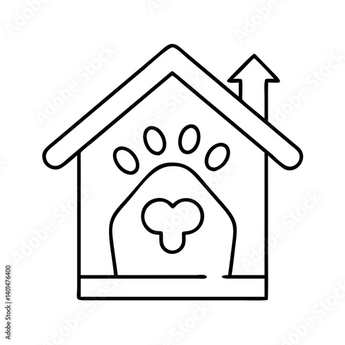 pet shelter icon, pet shelter line art - simple line art of pet shelter, perfect for pet shelter logos and icons