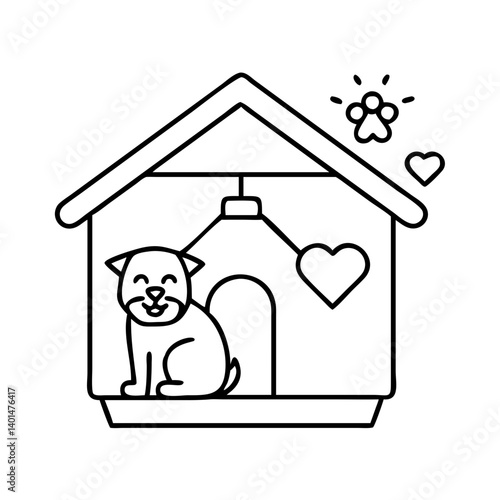 pet shelter icon, pet shelter line art - simple line art of pet shelter, perfect for pet shelter logos and icons