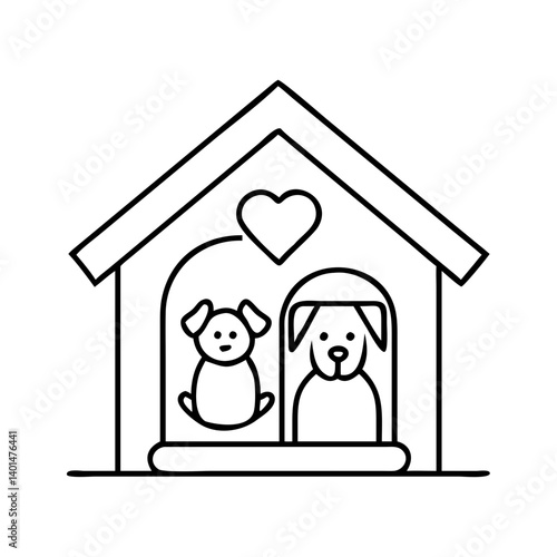 pet shelter icon, pet shelter line art - simple line art of pet shelter, perfect for pet shelter logos and icons